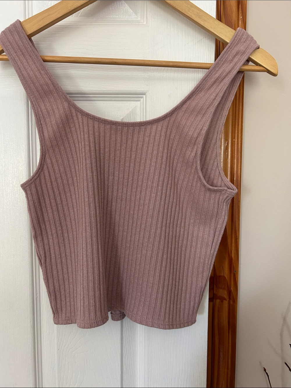 Express Dusty Mauve Ribbed Zip Tank - Picture 3 of 4